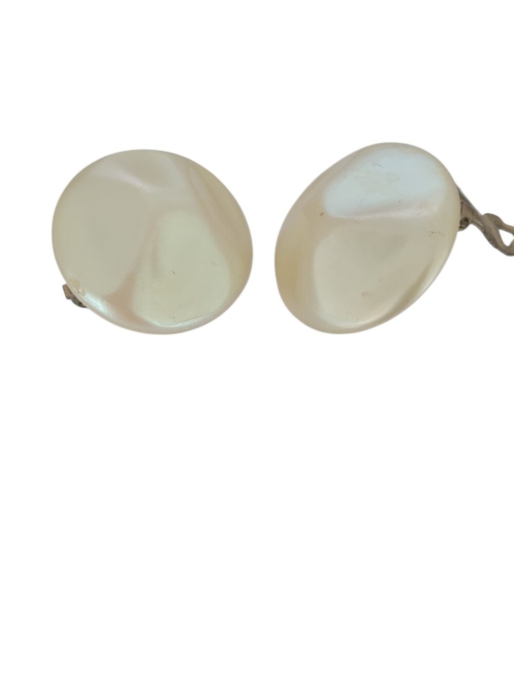 Vintage Ivory Faux Pearl Clip On Earrings Large 30mm Inch Round